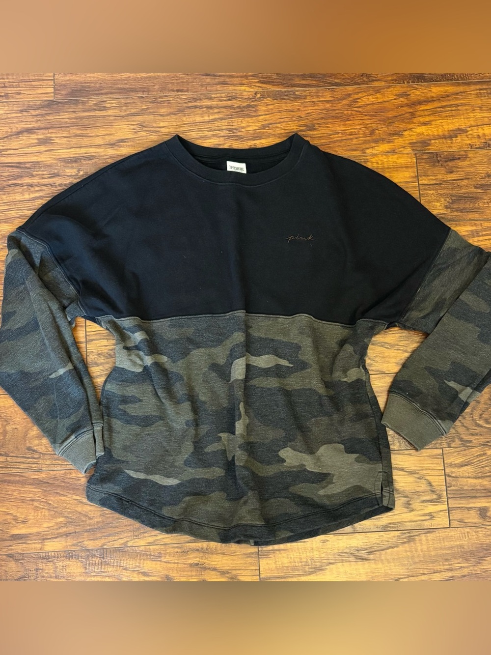 VS PINK Varsity Camo Crewneck